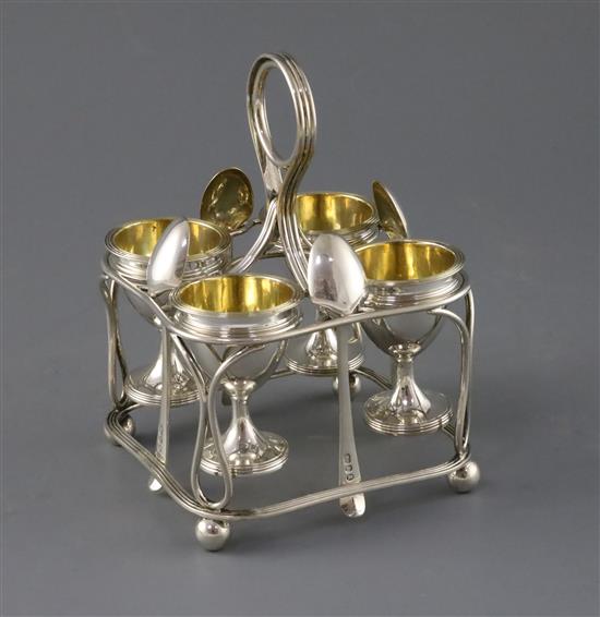 A George III silver open wirework egg cruet by Joseph Angell I, 17 oz.